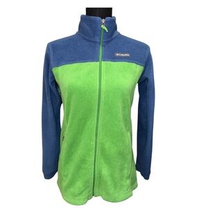 EUC Fleece Columbia Full Zip Up size Large blue and green